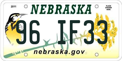 NE license plate 96IF33