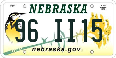 NE license plate 96II15