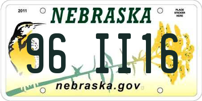 NE license plate 96II16