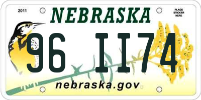 NE license plate 96II74