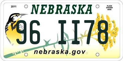 NE license plate 96II78