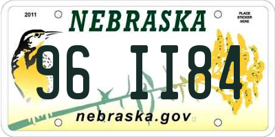 NE license plate 96II84
