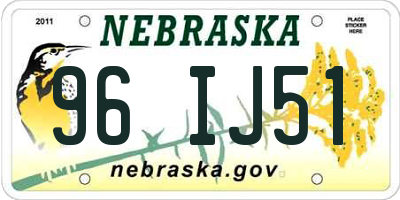 NE license plate 96IJ51