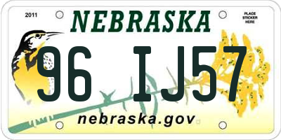 NE license plate 96IJ57
