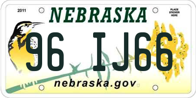 NE license plate 96IJ66