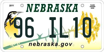 NE license plate 96IL10