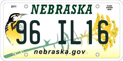 NE license plate 96IL16