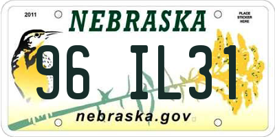 NE license plate 96IL31