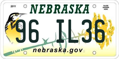 NE license plate 96IL36