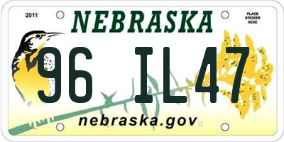 NE license plate 96IL47