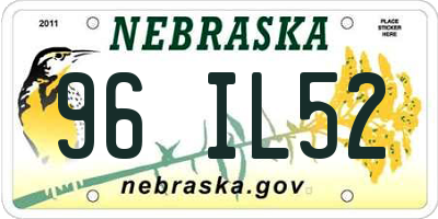 NE license plate 96IL52
