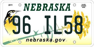 NE license plate 96IL58