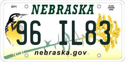 NE license plate 96IL83