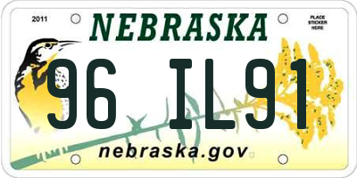 NE license plate 96IL91