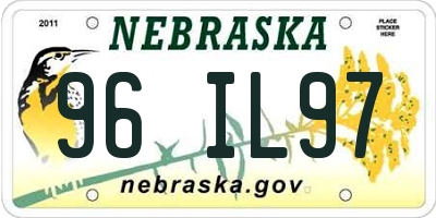 NE license plate 96IL97