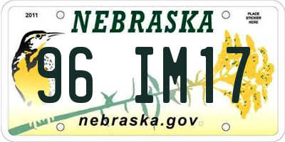 NE license plate 96IM17