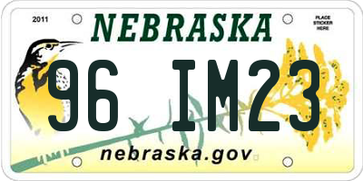 NE license plate 96IM23