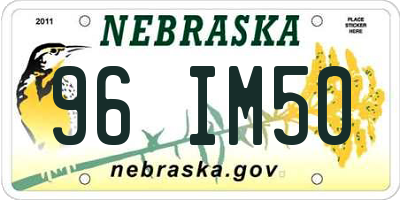 NE license plate 96IM50