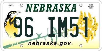 NE license plate 96IM51