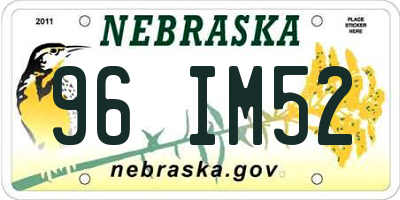 NE license plate 96IM52