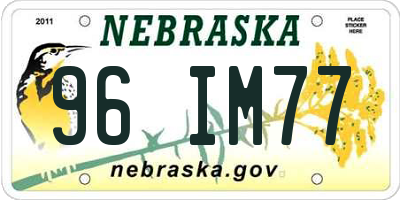 NE license plate 96IM77