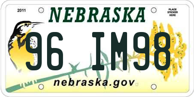 NE license plate 96IM98
