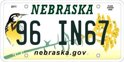 NE license plate 96IN67
