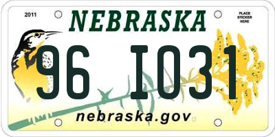 NE license plate 96IO31