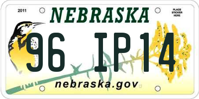 NE license plate 96IP14
