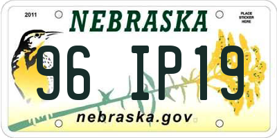 NE license plate 96IP19