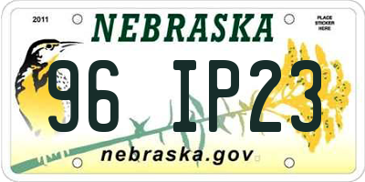 NE license plate 96IP23