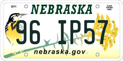 NE license plate 96IP57