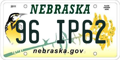 NE license plate 96IP62