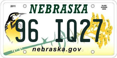NE license plate 96IQ27
