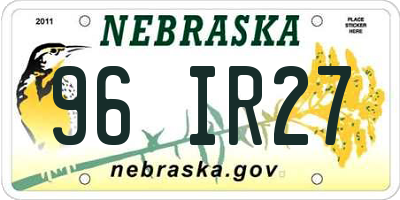 NE license plate 96IR27