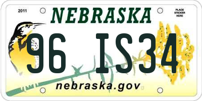 NE license plate 96IS34