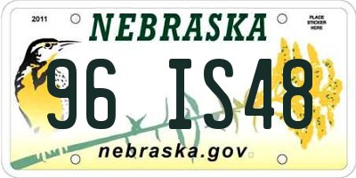 NE license plate 96IS48