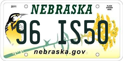 NE license plate 96IS50