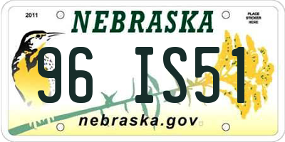 NE license plate 96IS51