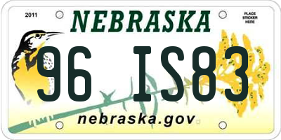 NE license plate 96IS83