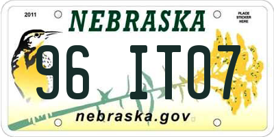 NE license plate 96IT07