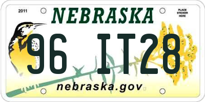 NE license plate 96IT28
