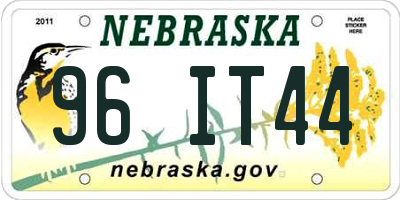 NE license plate 96IT44
