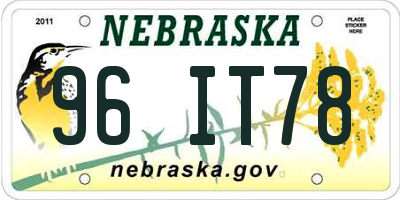 NE license plate 96IT78