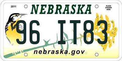 NE license plate 96IT83