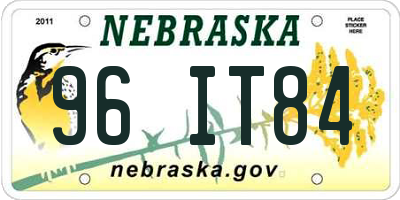NE license plate 96IT84