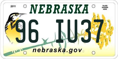 NE license plate 96IU37