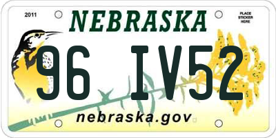 NE license plate 96IV52