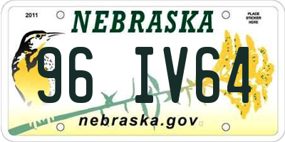 NE license plate 96IV64