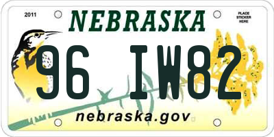 NE license plate 96IW82